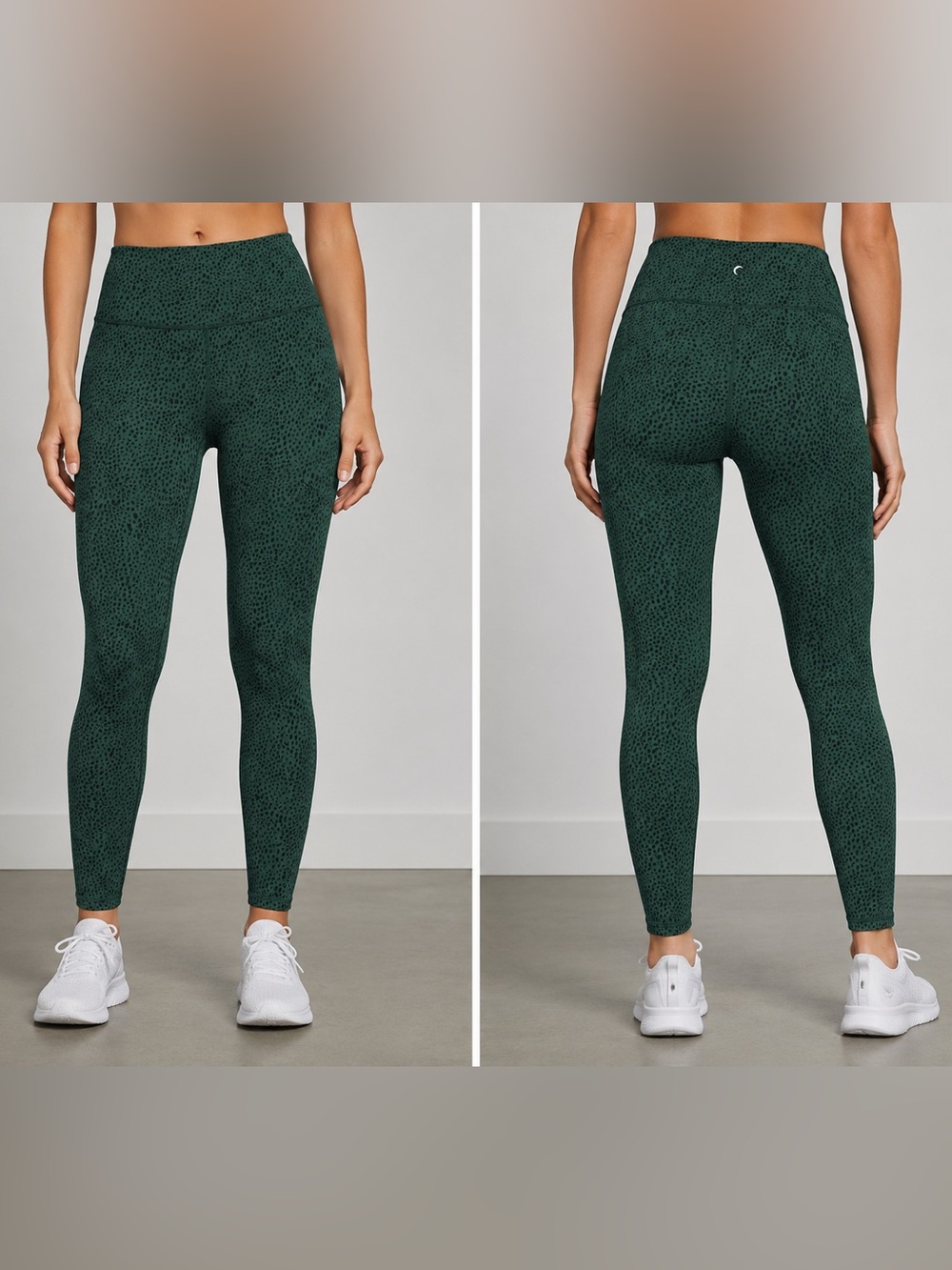 ZYIA Olive Green Leggings with Purple Spot Print